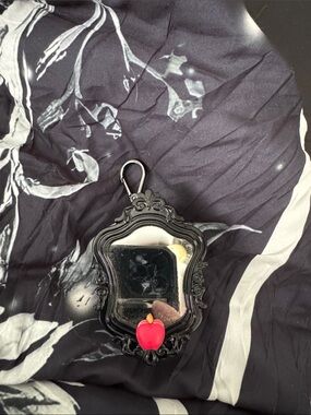 Black Mirror Keychain w/ Red Apple Charm hand sanitizer holder**FINAL MARKDOWN**